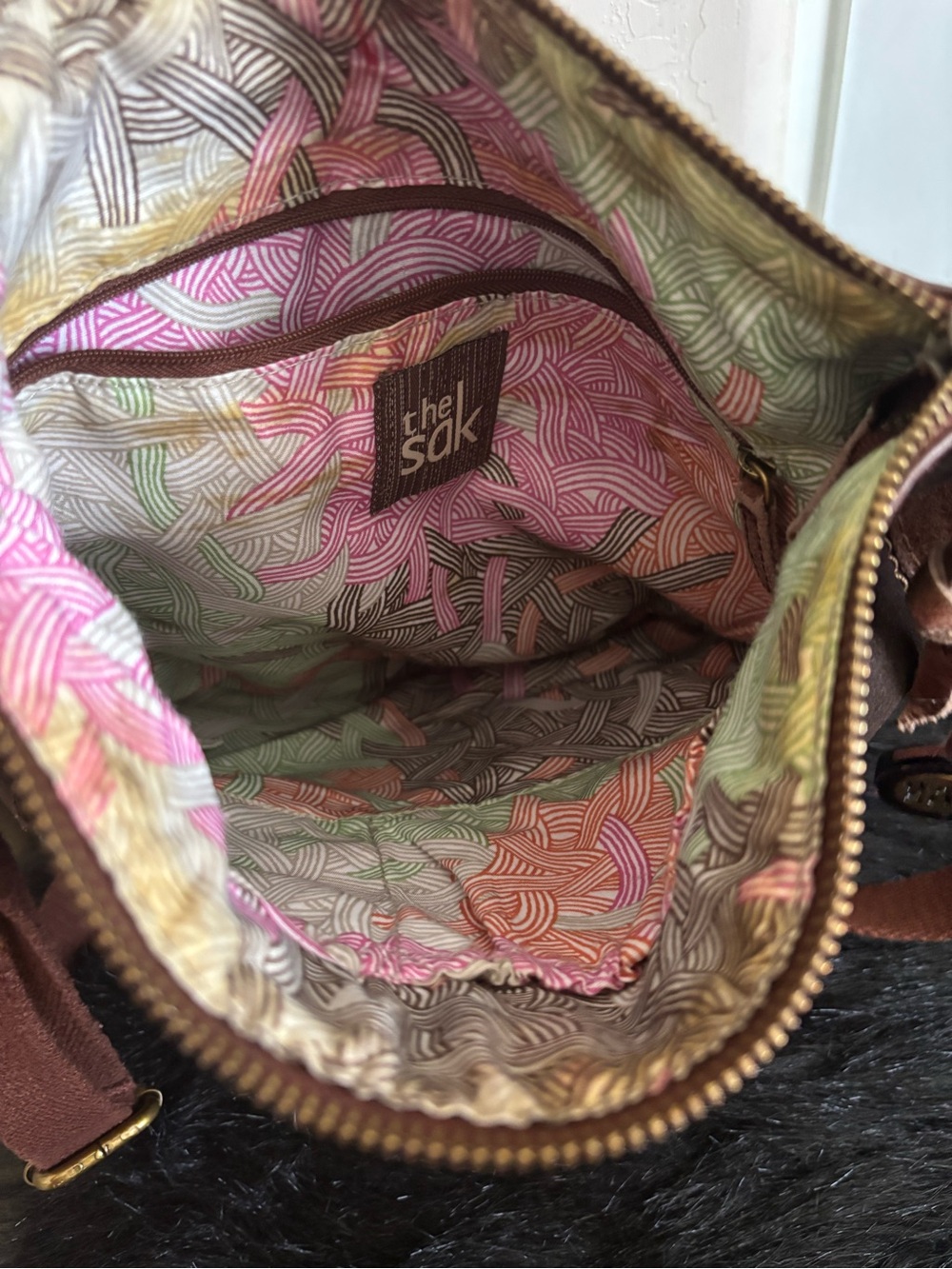 Vintage The Sak Multicolor Patchwork Leather Crossbody Bag,Brown/Tan/Teal/Red/ - Picture 4 of 6